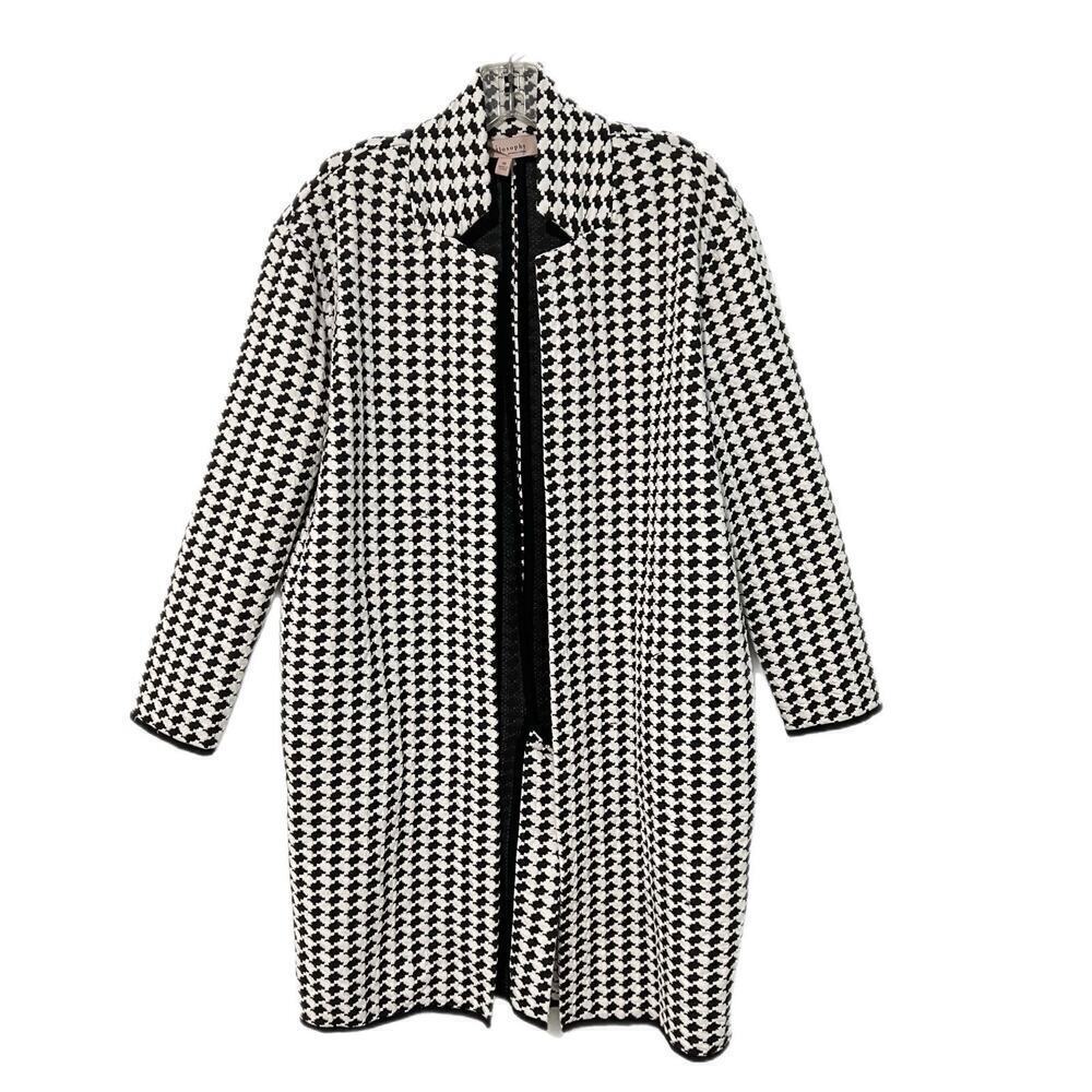 Philosophy Oversized Houndstooth Duster Sweater Coat M Black & White Minimalist
